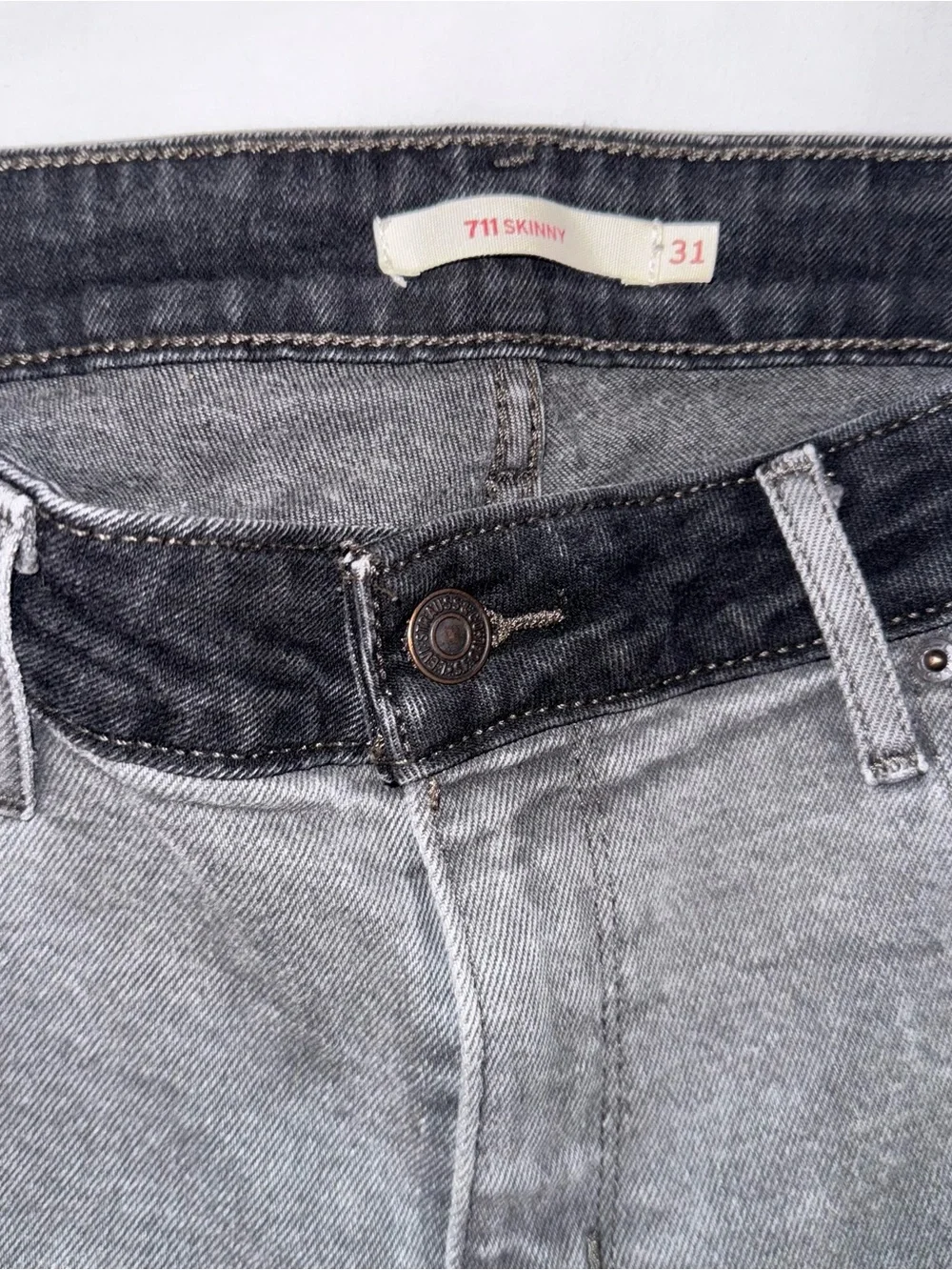 Levi’s 311 Black Gray Color Block Jorts Punk Goth Alt Denim Shorts 31 Skater